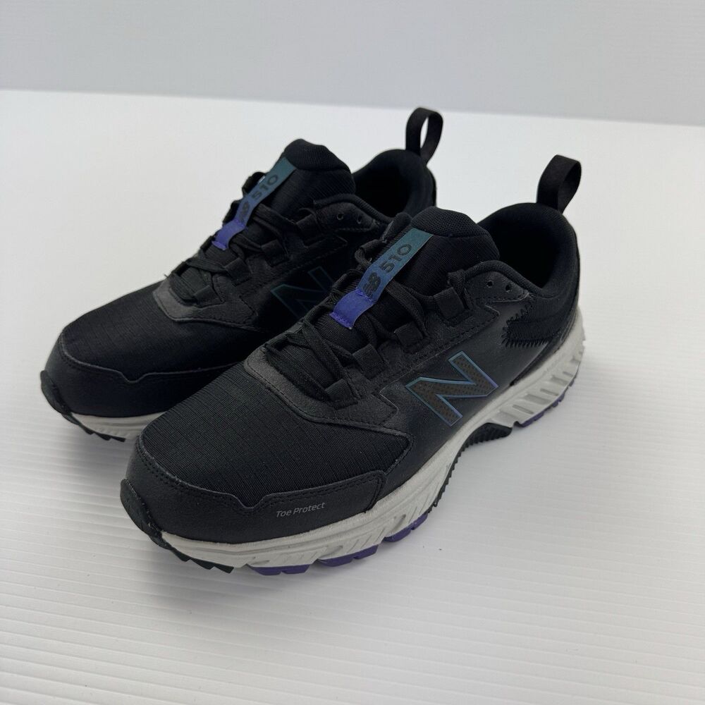 New Balance 510 Trail Running Shoes Womens 9.5 Black Purple Toe Protect